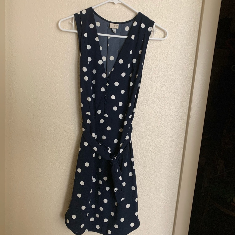 Navy with white polka dot dress
